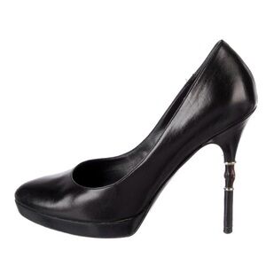 Gucci Bamboo Accent Elegant Black High Heel Pumps size 38.5